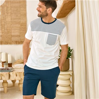 Pyjama short homme rayé - BECQUET CRÉATION