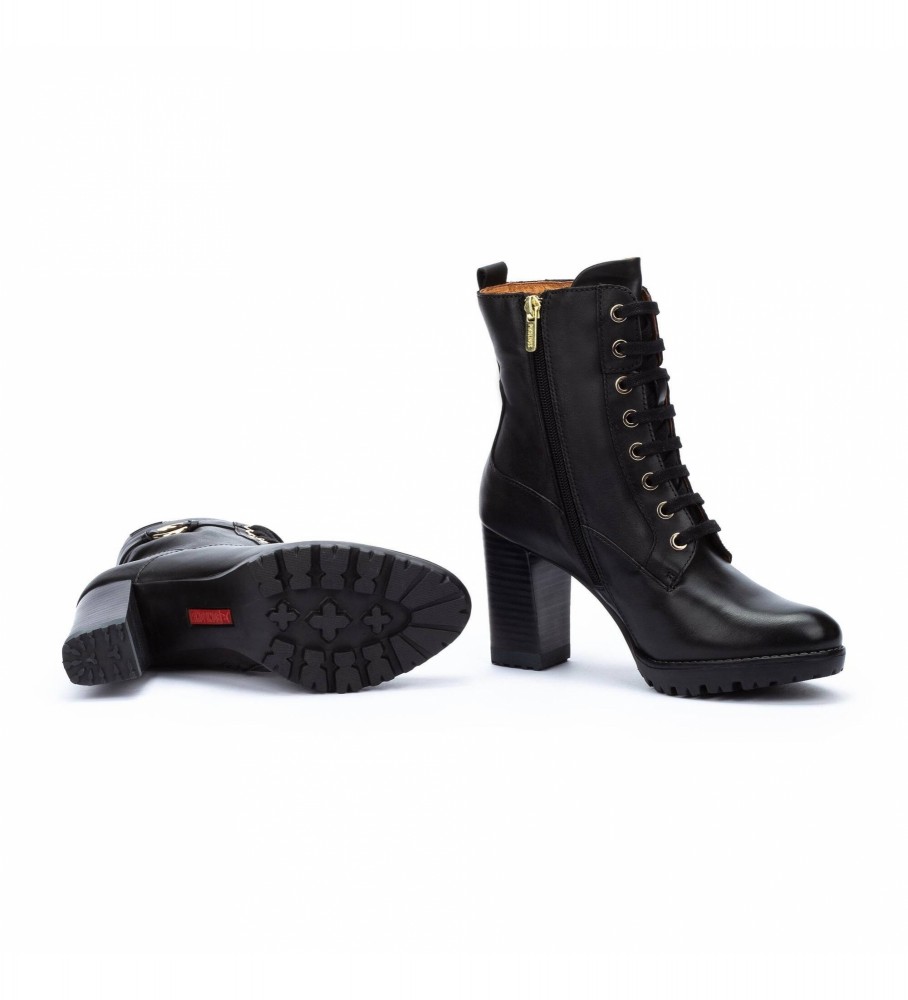 Botas de cano curto Pikolinos Conelly em couro preto - Altura do salto: 9 cm -