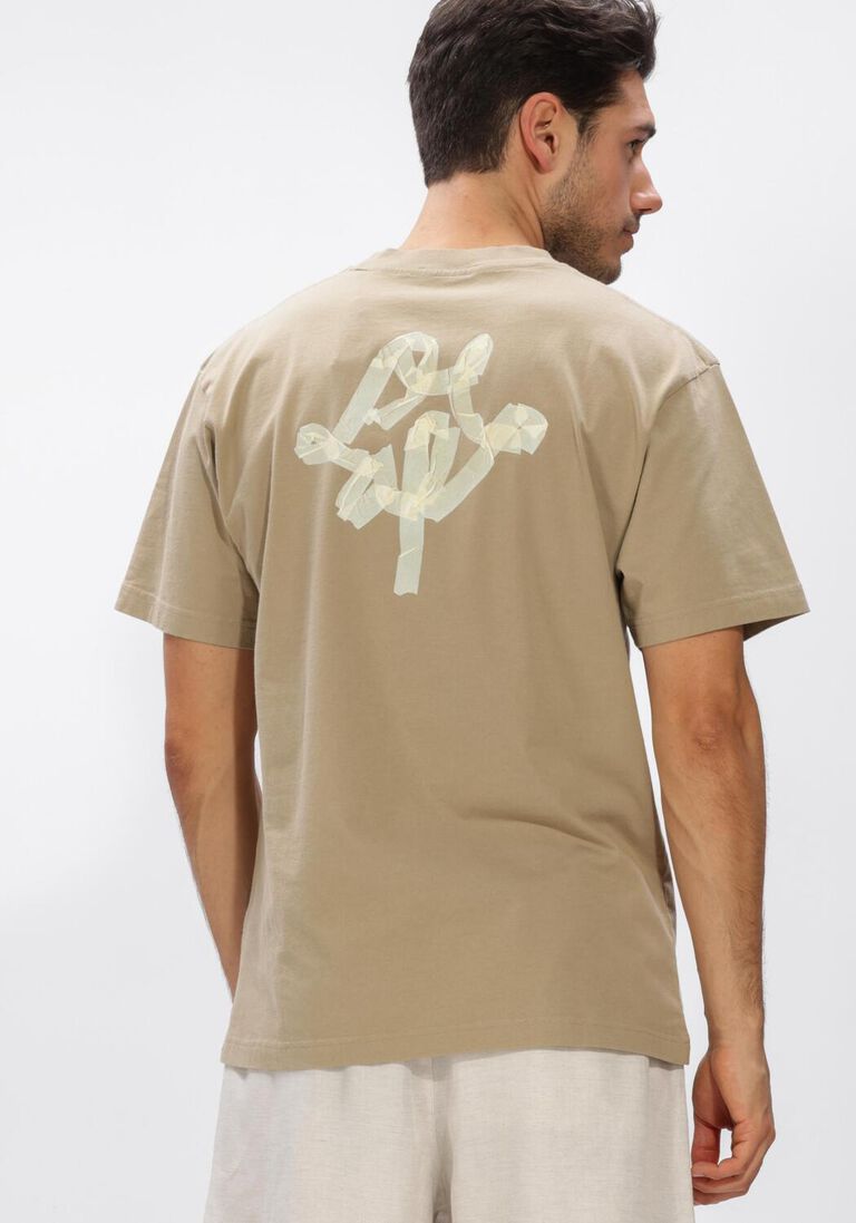 beige olaf hussein t-shirt taped monogram ss tee