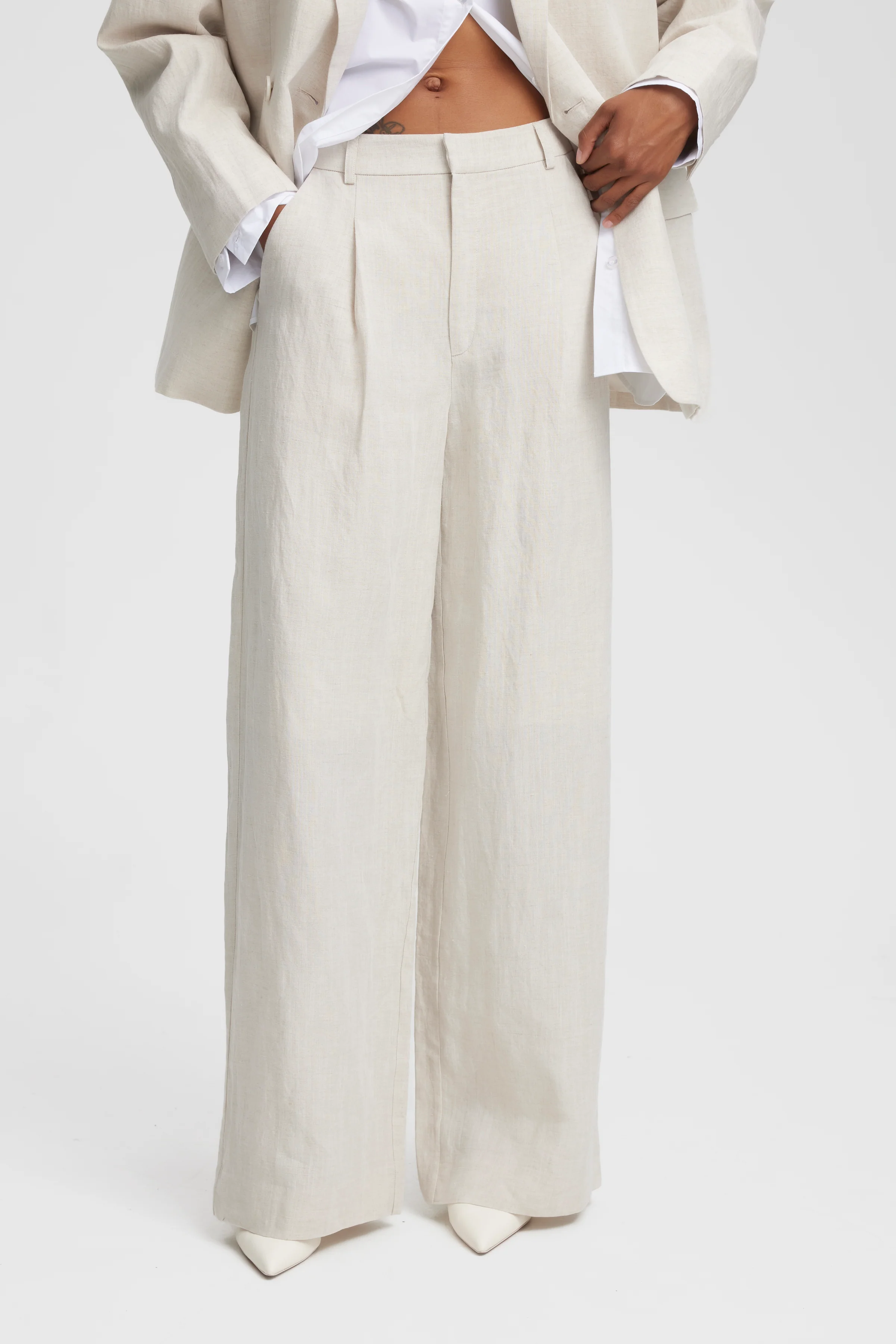 GESTUZ  LizaGZ Linen HW bukser - Tammy Light Sand