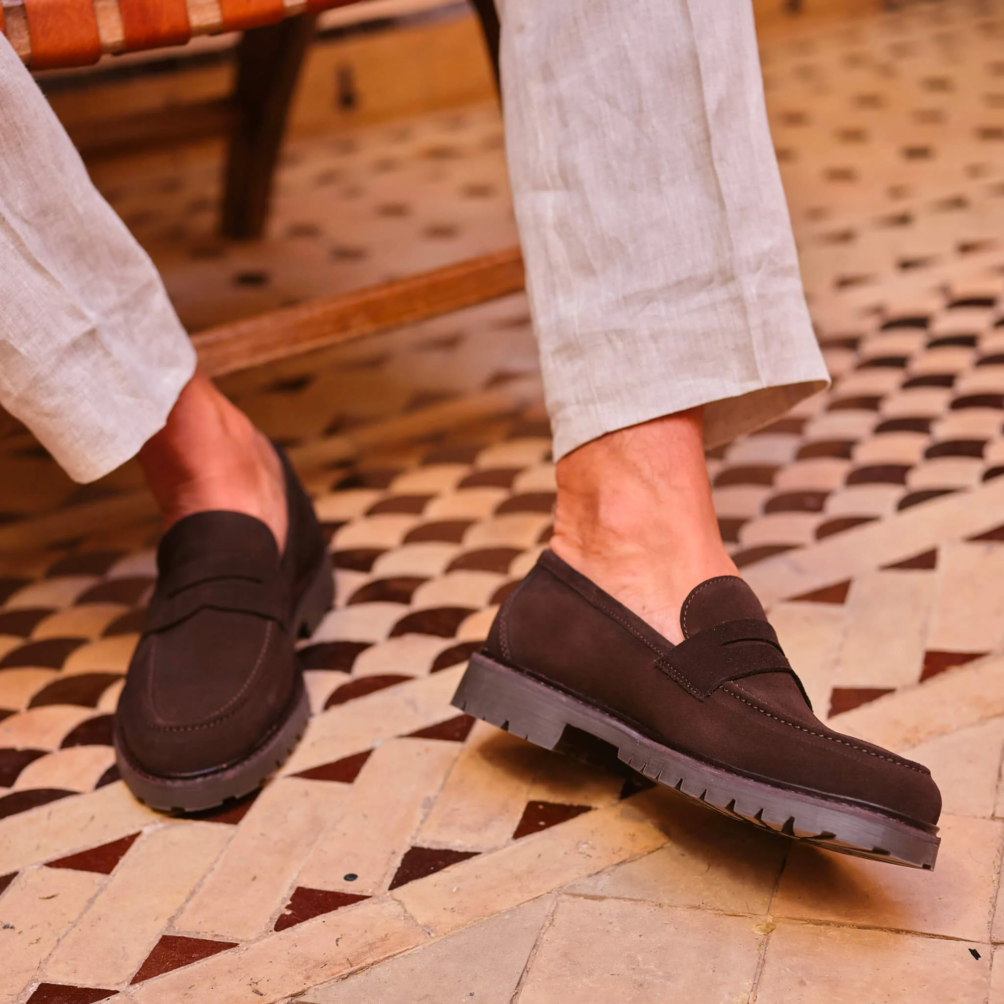 Mika-Mocassin en velours marron