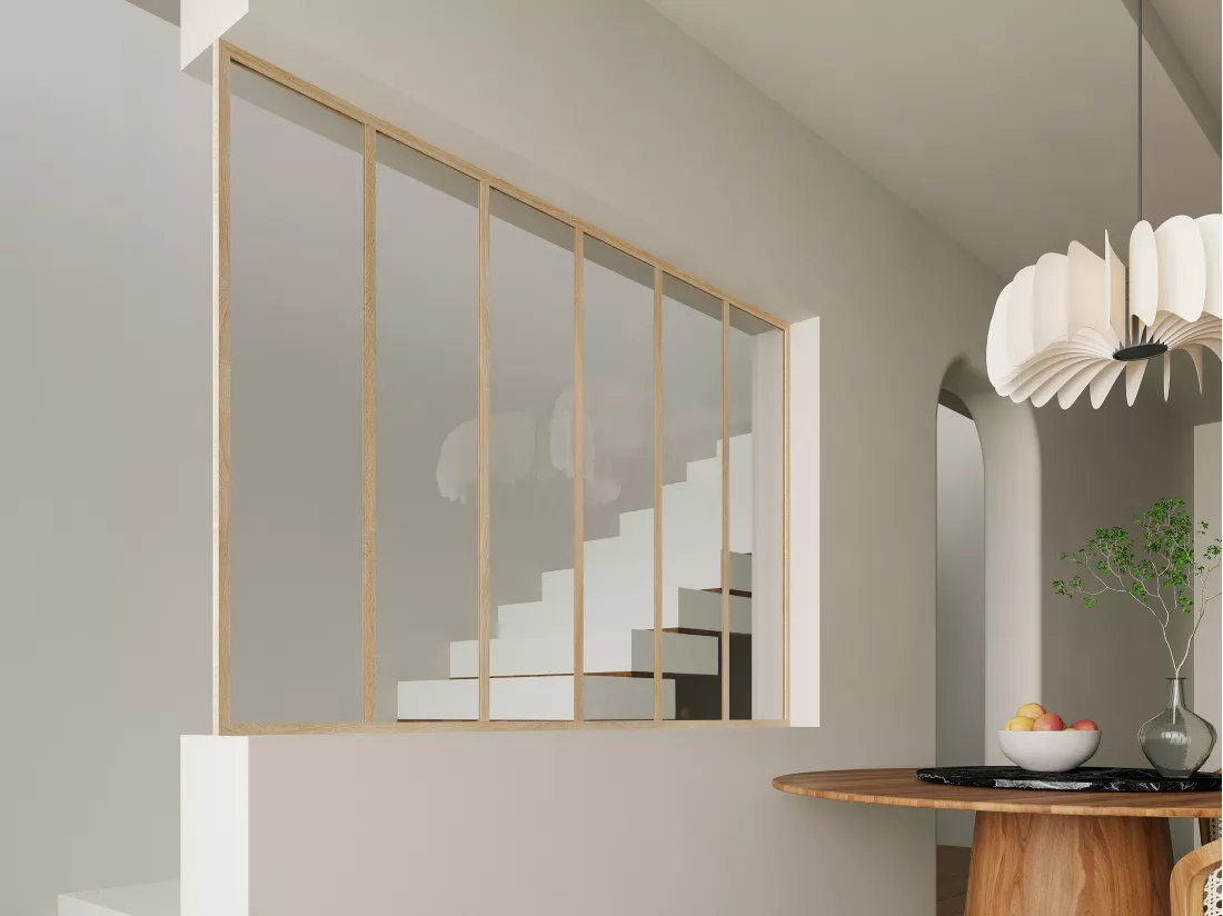 Poteau de terminaison pour verrière en aluminium thermolaqué - H105 cm - Naturel clair - BAYVIEW