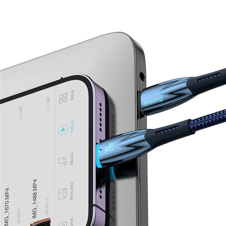 (1m) 20W USB C auf Lightning Ladekabel Nylon Datenkabel PD - Blau
