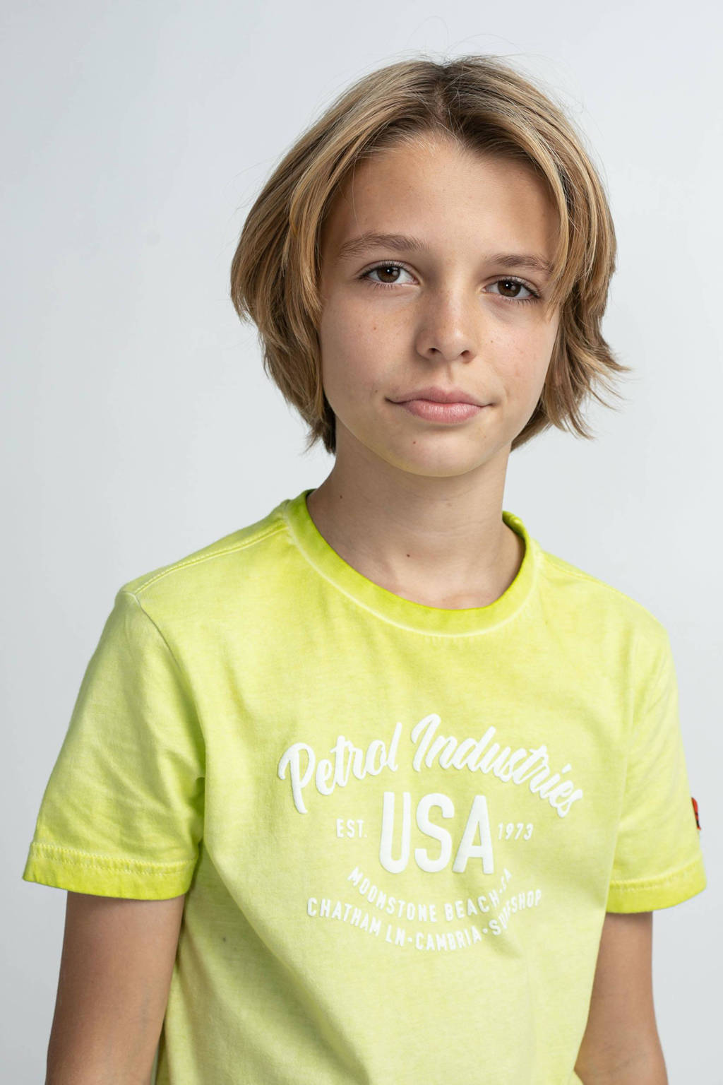 Petrol Industries T-shirt met printopdruk limegroen