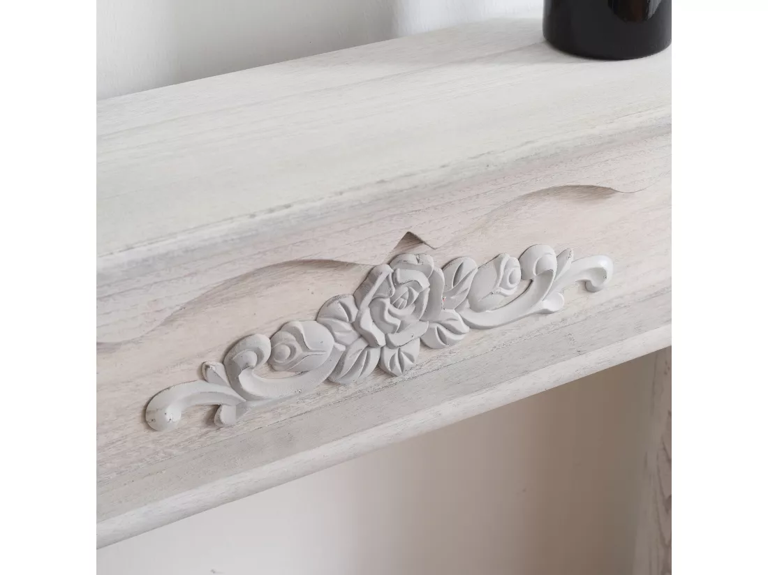 Cadre Decoratif Manteau De Chemineee Bois Blanc 99x104x21