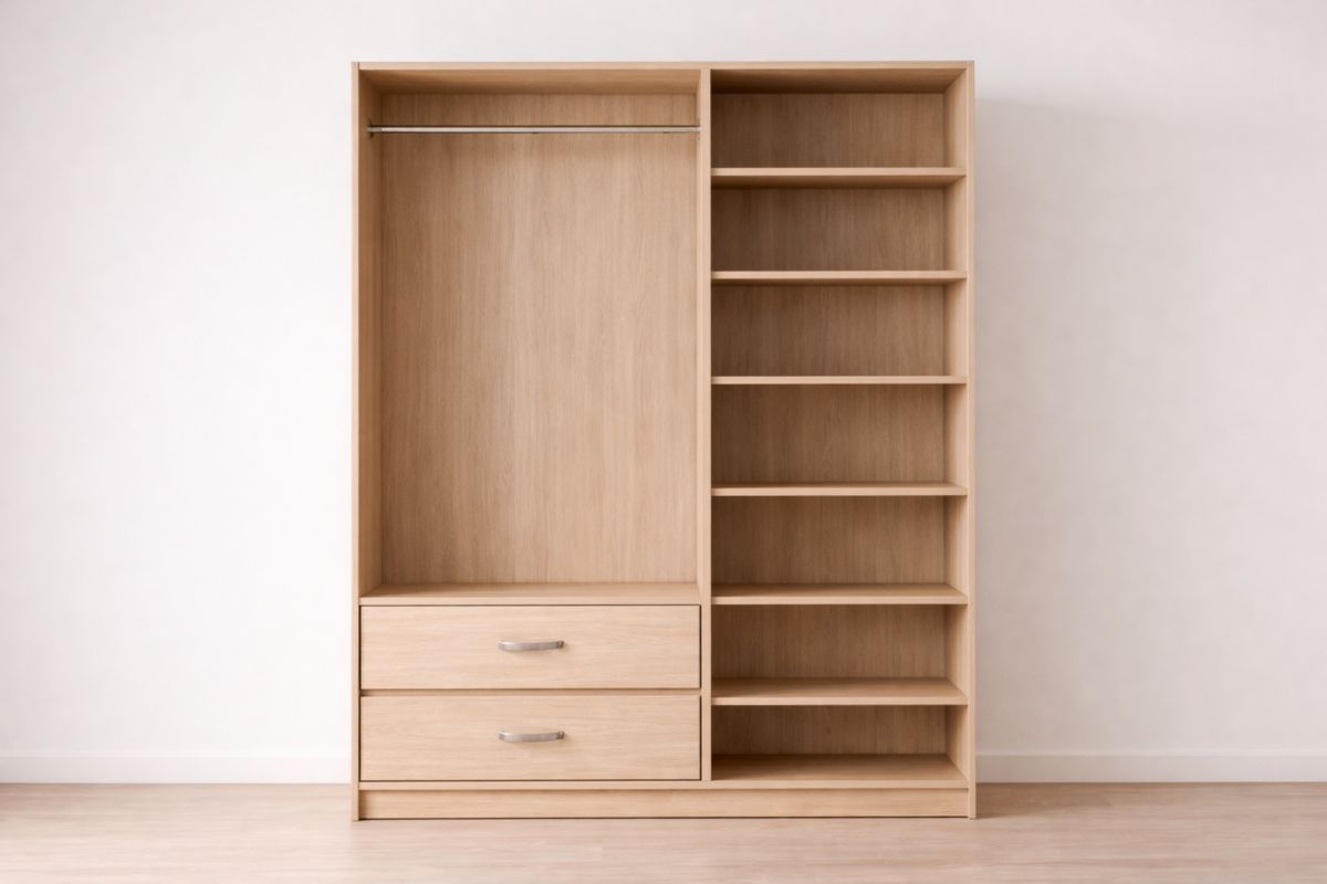 MDF-Schrank mit Schubladen und Regalen, Natur180x120x50cm(H × B × T)