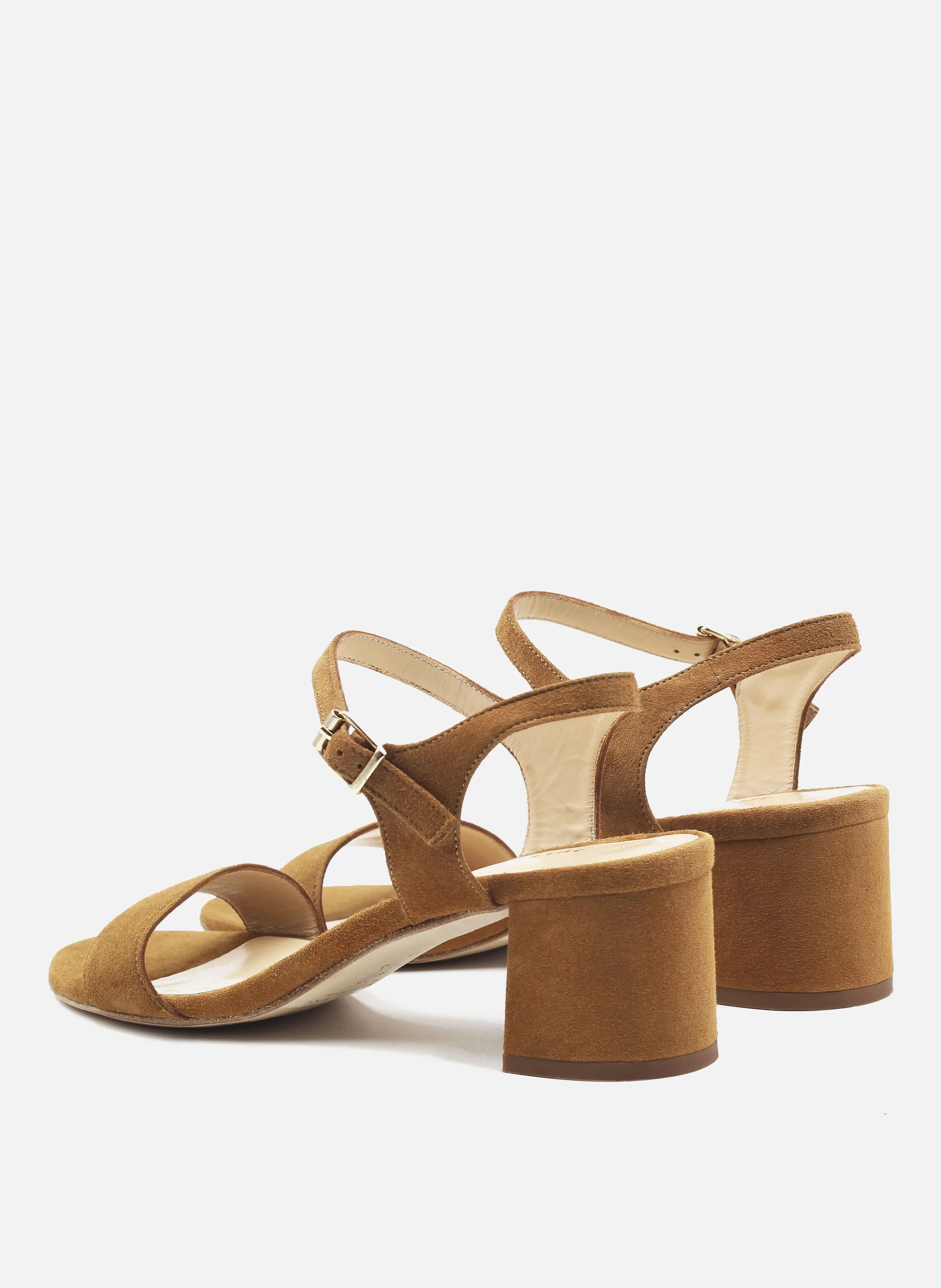 Sandales moyen talon cuir daim | Marron