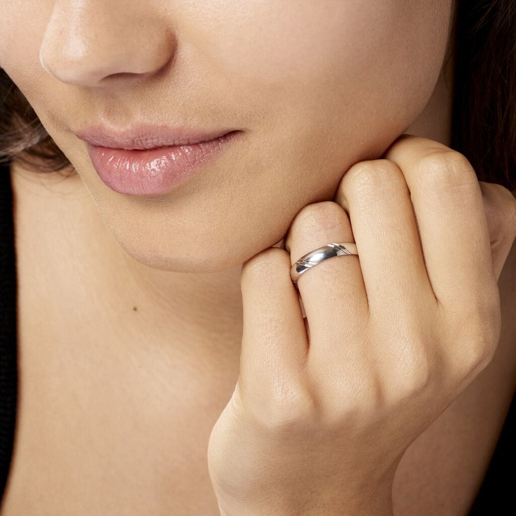 Alliance Soriya Demi Jonc Classique Argent Blanc