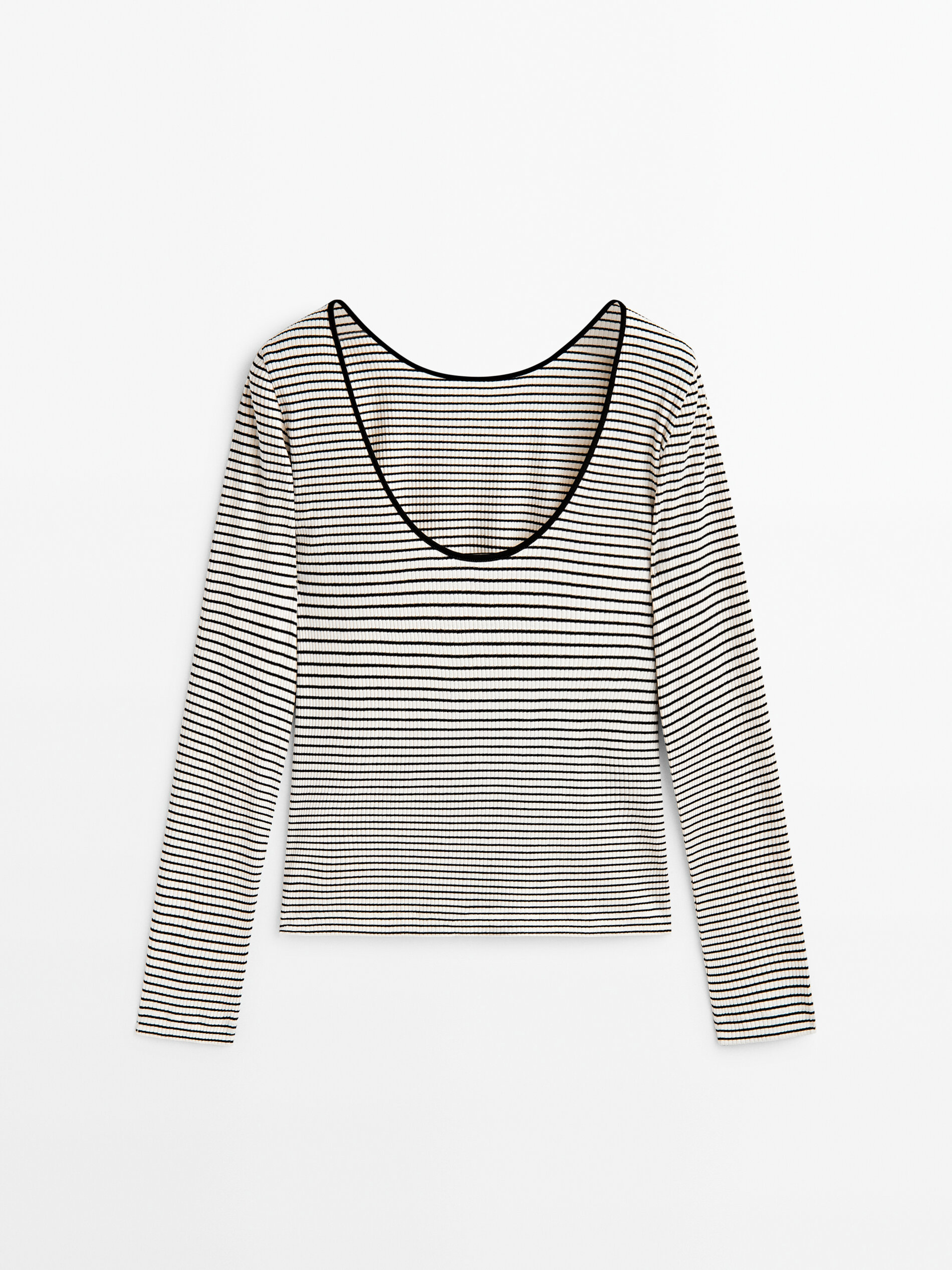 Camiseta rayas canalé escote espalda - RAW