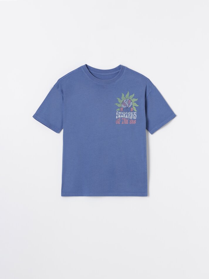 Camiseta com estampa maxi nas costas - Azul-marinho