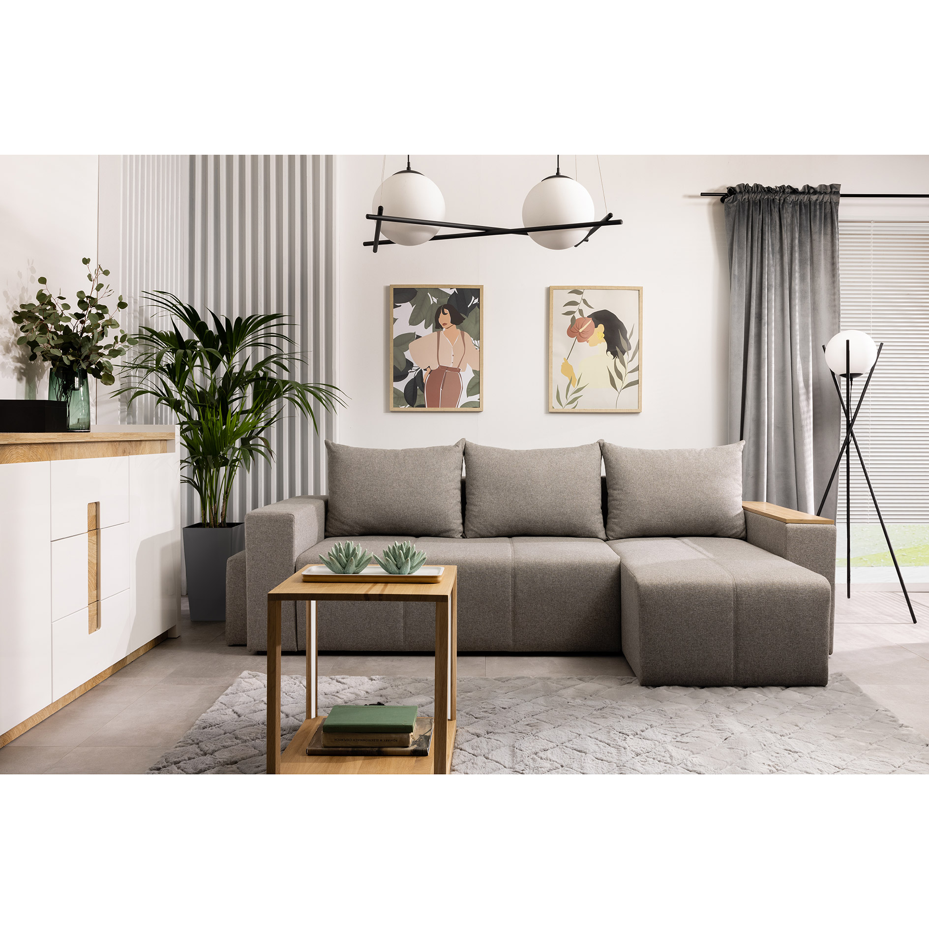 Ecksofa - grey - Liegefunktion und Staukasten