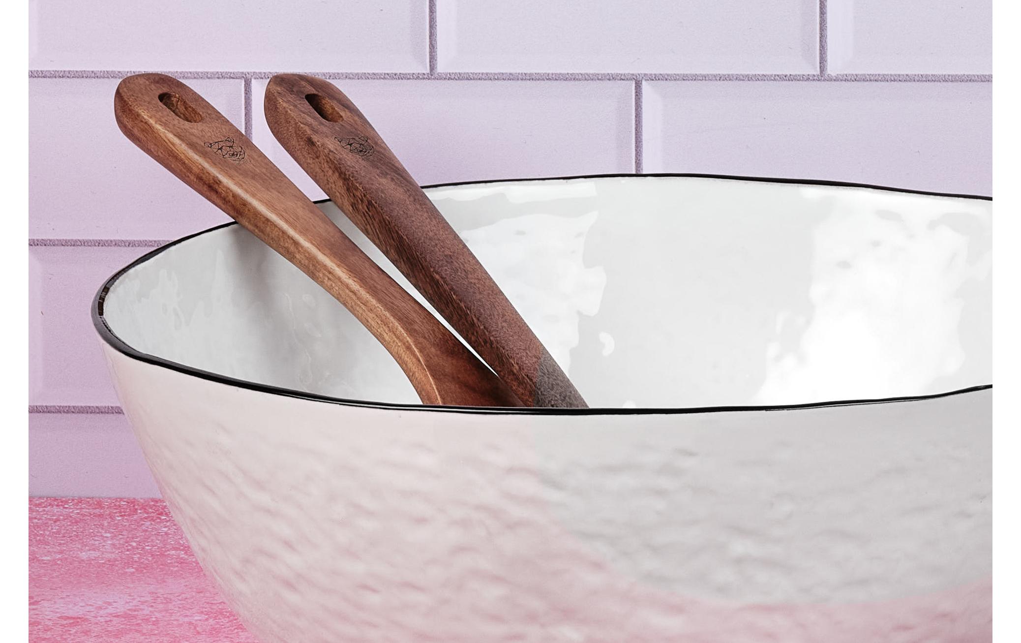 Salatschale Pure Ø 24 cm + Ø 30 cm 1 Stück, Weiss<br>Salatschüssel-Set PURE Steingut-Schalen, Servierschüsseln, grosse Keramikschalen