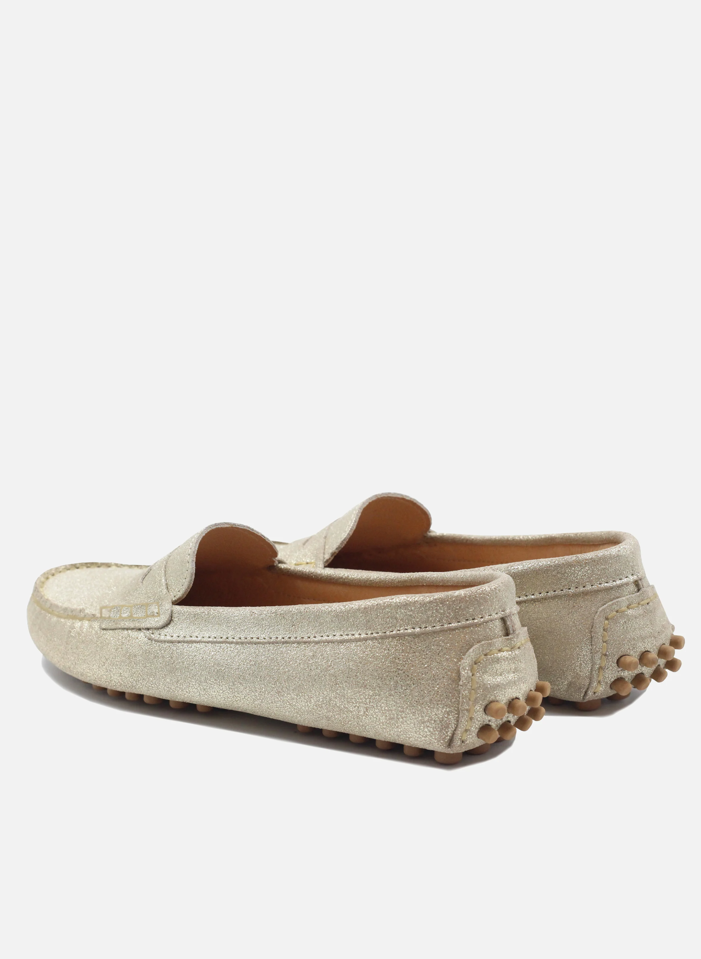 Mocassins femme cuir métalisé | Doré
