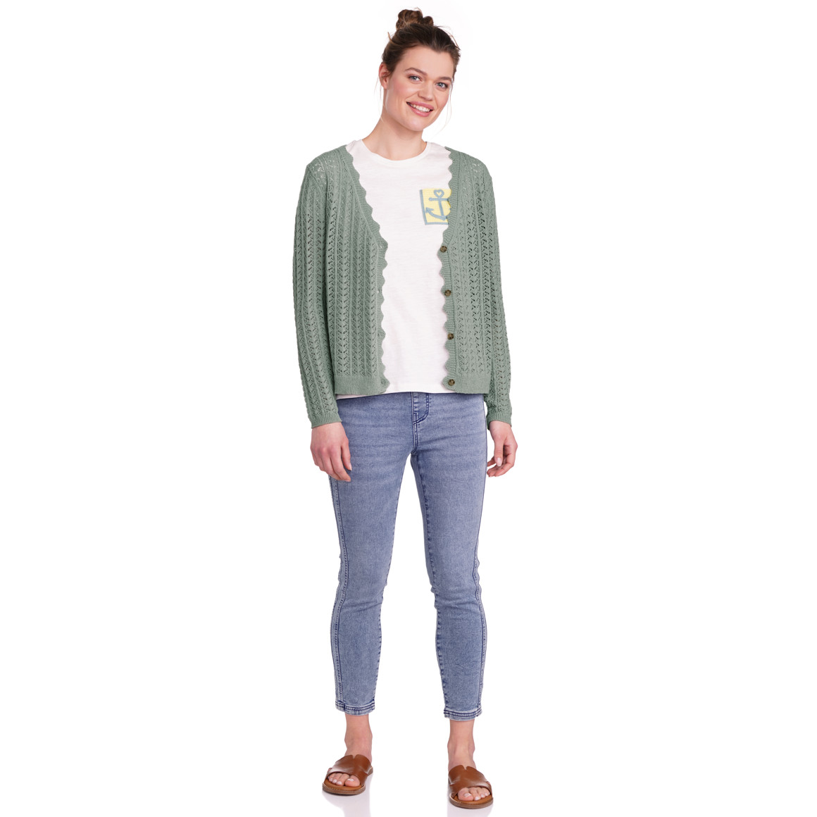 Gina Benotti Damen Strickjacke mit Bio-Baumwolle salbei