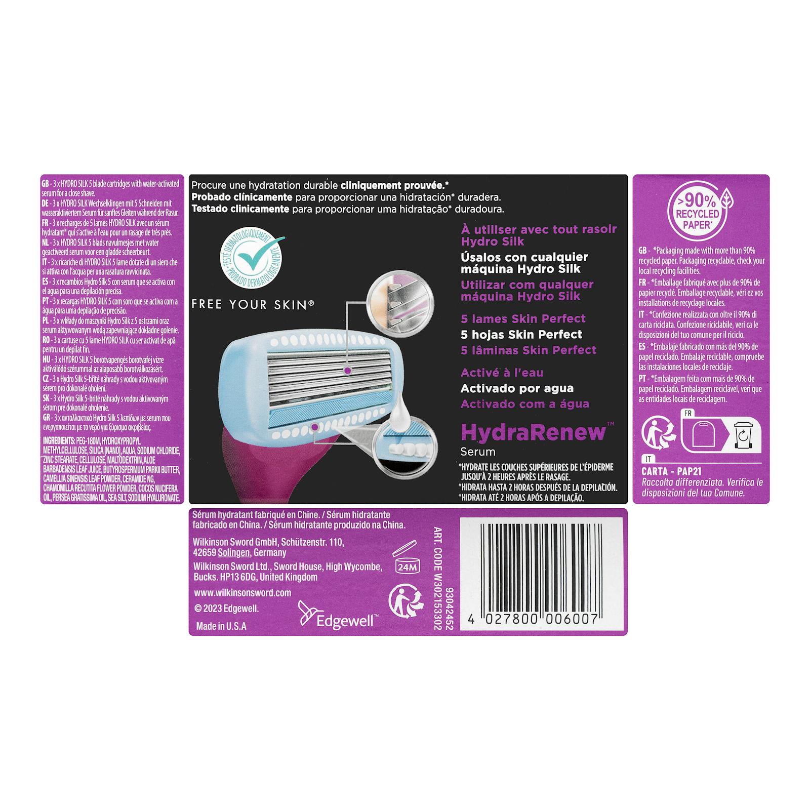 Recharges pour rasoir d'épilation Wilkinson Hydro Silk à 5 lames