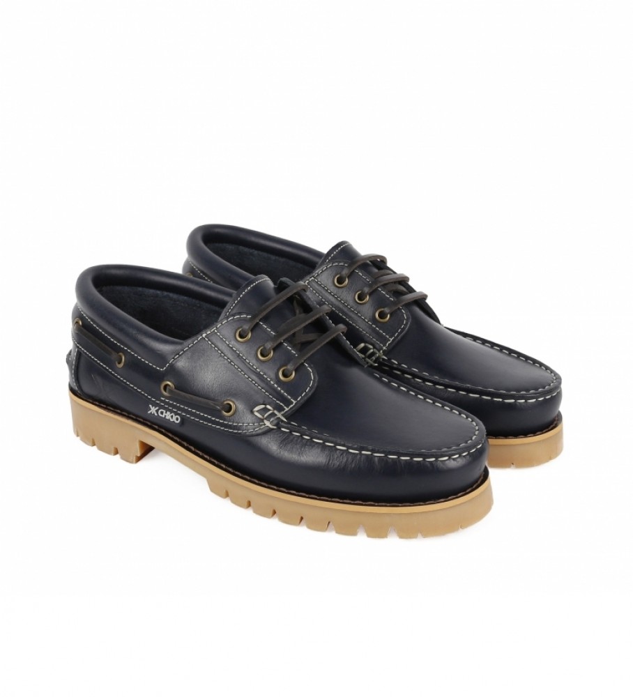 Chiko10 Nuticos couro masculino 01 azul marinho