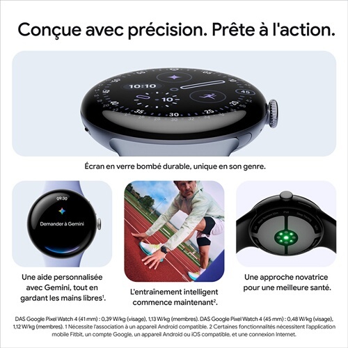 Montre connectée Google Pixel Watch 4 41 mm Bluetooth Doré avec bracelet sport fluoroélastomère Vert Citron
