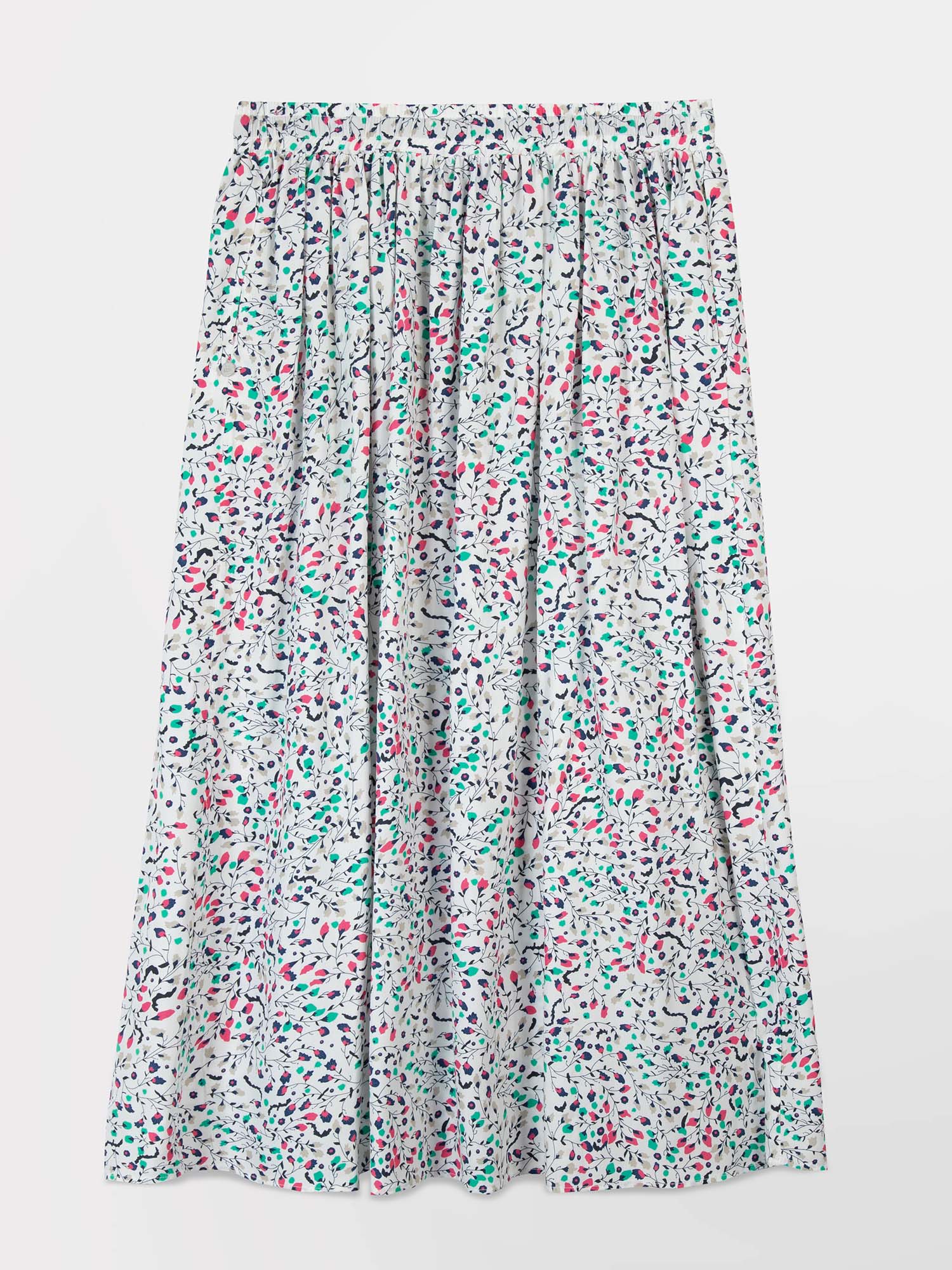 Jupe Midi Femme Ceinture Elastiquée Motif Multico