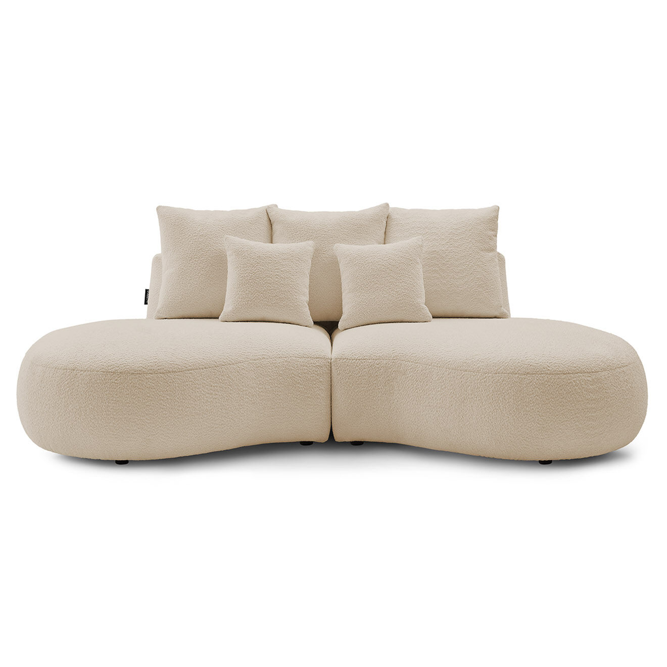 Bobochic Canapé droit fixe 3 places saint-germain tissu bouclette beige - 260x145x92 cm
