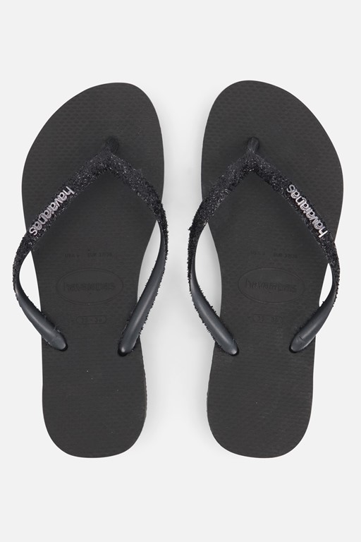 Havaianas Slim Glitter Slippers zwart Rubber