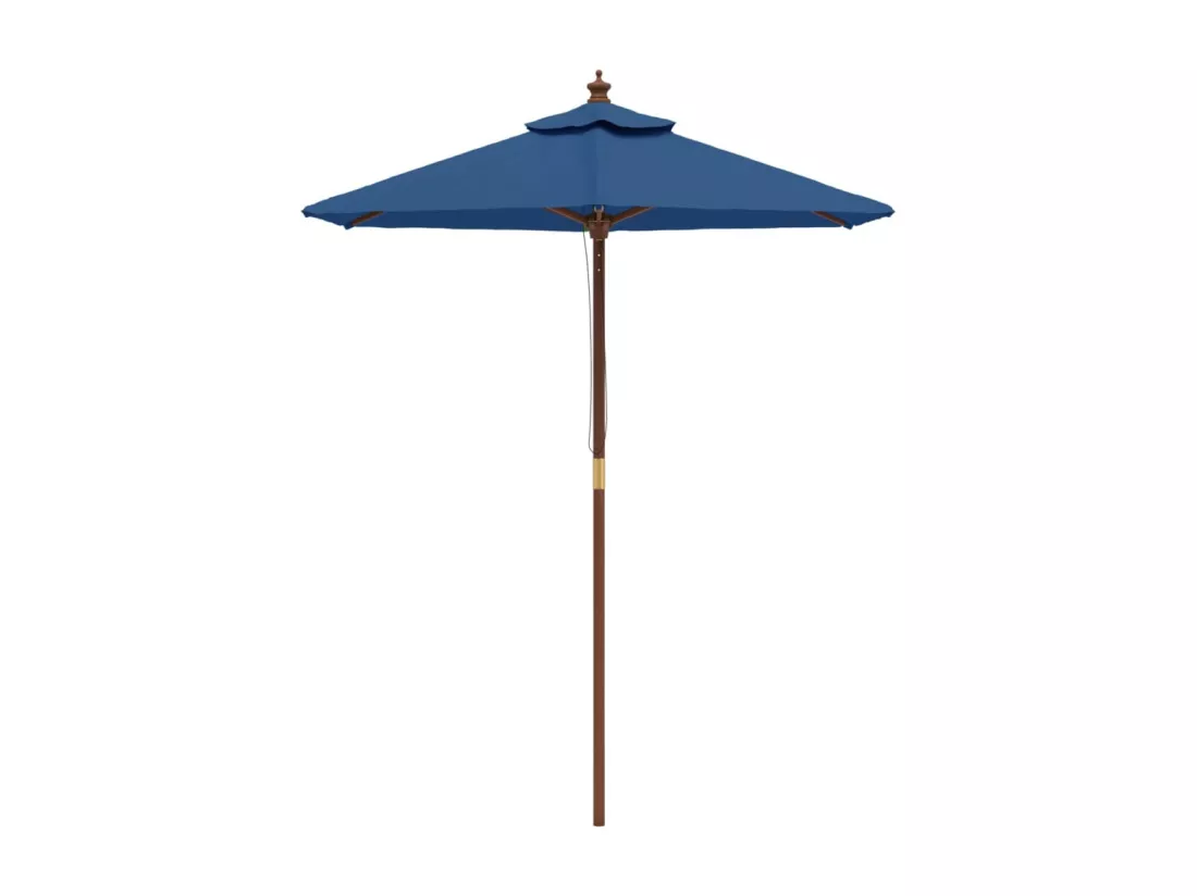 Parasol de jardin avec mât en bois bleu azuré 196x231 cm