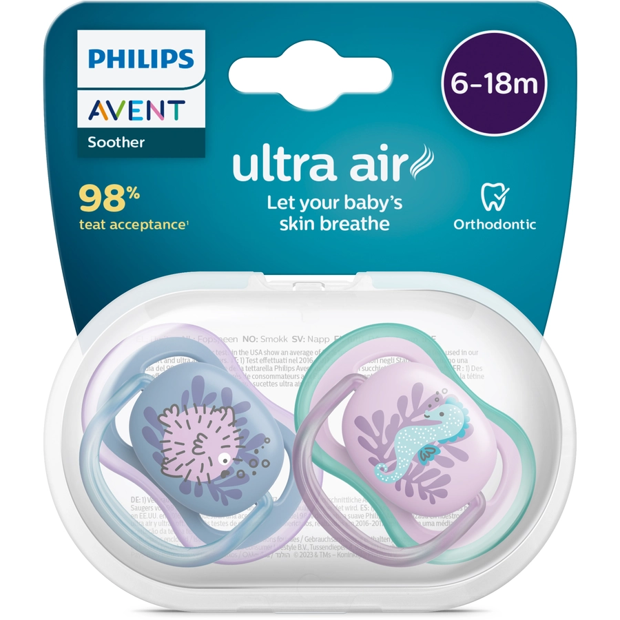 Philips Avent Schnuller ultra air SCF08561 6-18 Monate 4 Stück blaulila