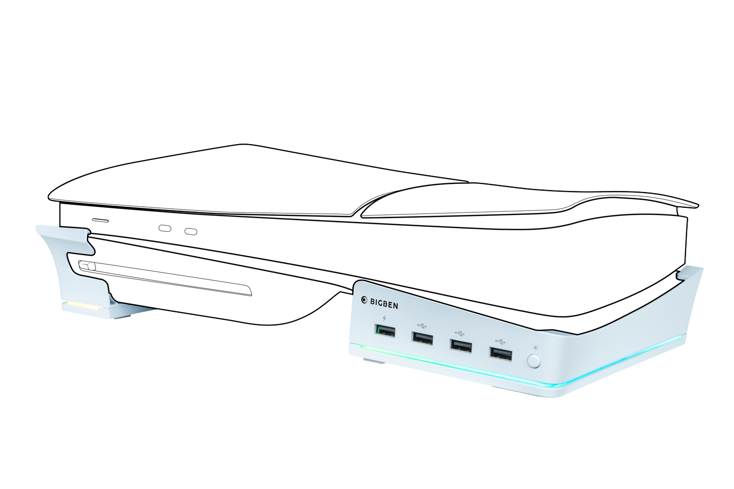 Nacon Horizontal Hub Station RGB/USB Hub, White PS5 Slim