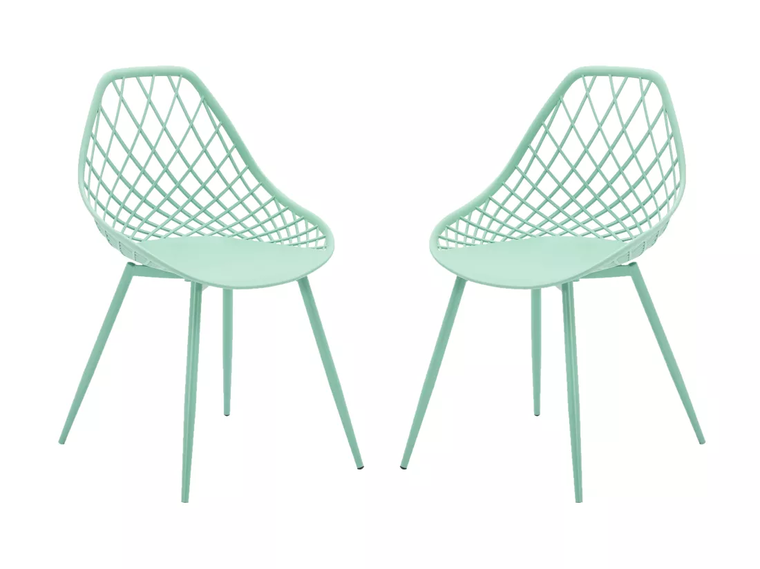 Lot de 2 chaises de jardin en polypropylène avec pieds en métal - Vert Amande - MALAGA de MYLIA