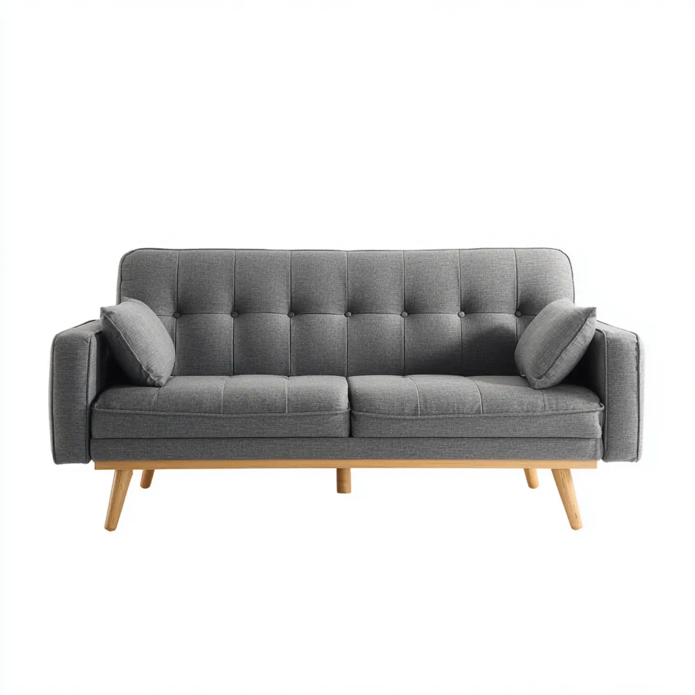 2-Sitzer-Sofa 160x80x85 cm Stoff Grau Holzfüße – Skandinavisches Desig