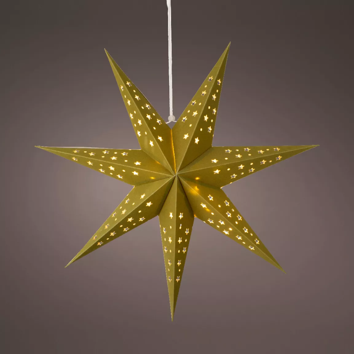 Etoile lumineuse à suspendre (H40 cm) Origami Stella Vert et blanc chaud