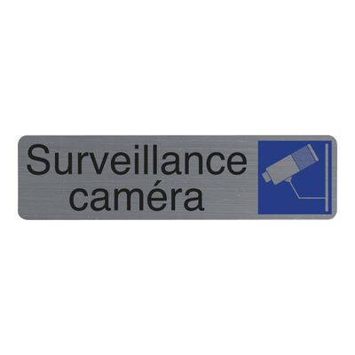 Exacompta - Plaque de signalisation Surveillance caméra - 165 x 44 mm - aluminium brossé