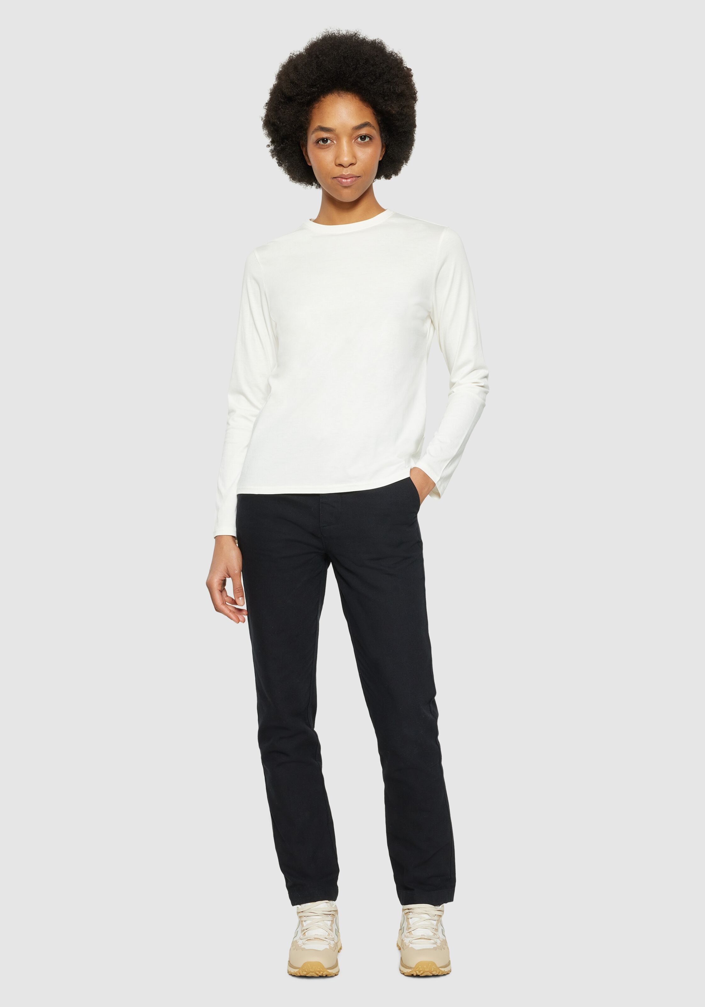 Knowledge Cotton Apparel Longsleeve Basic Pima Cotton Egret