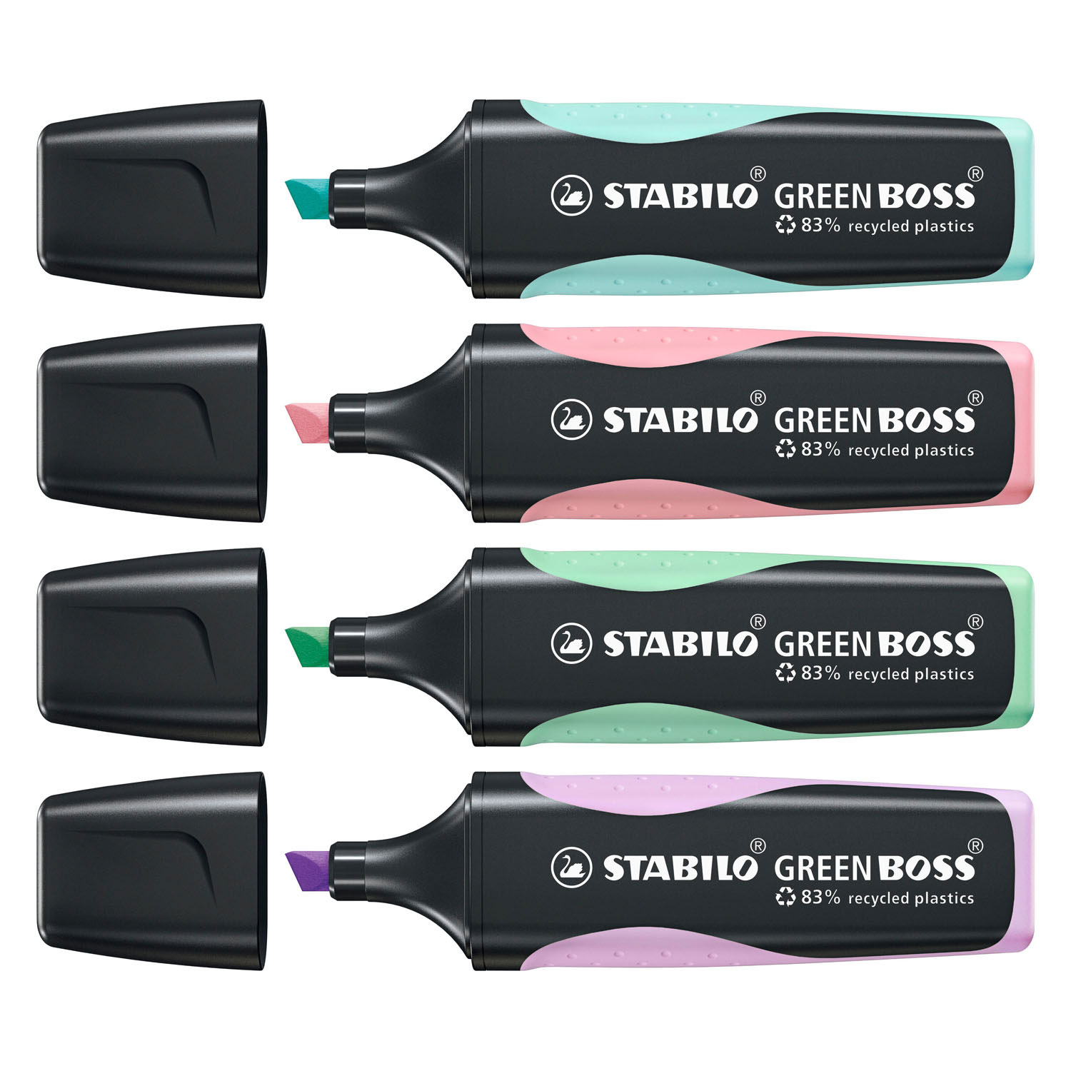 STABILO GREEN BOSS Pastel - Markeerstift - Set Met 4 Stuks