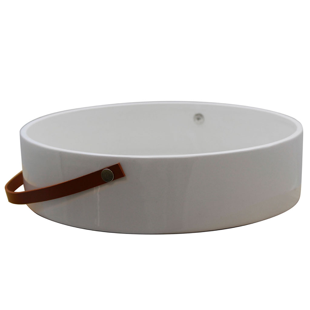 Plateau céramique avec anse blanc D 22cm