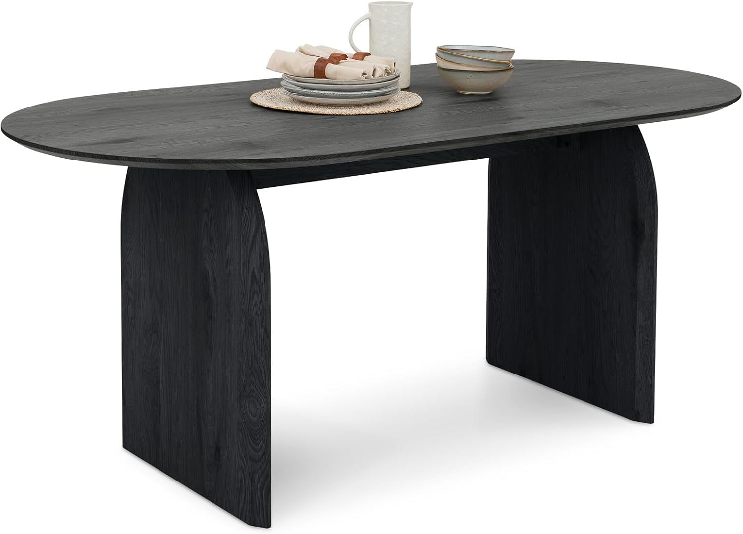 IDIMEX Esstisch MALA mit ovaler Tischplatte 180 x 90 cm, Schwarz - Esszimmertisch aus MDF, robust und stabil, ideal für Küche und Essbereich, bietet Platz für 6 Personen, Pflegeleichte Oberfläche
