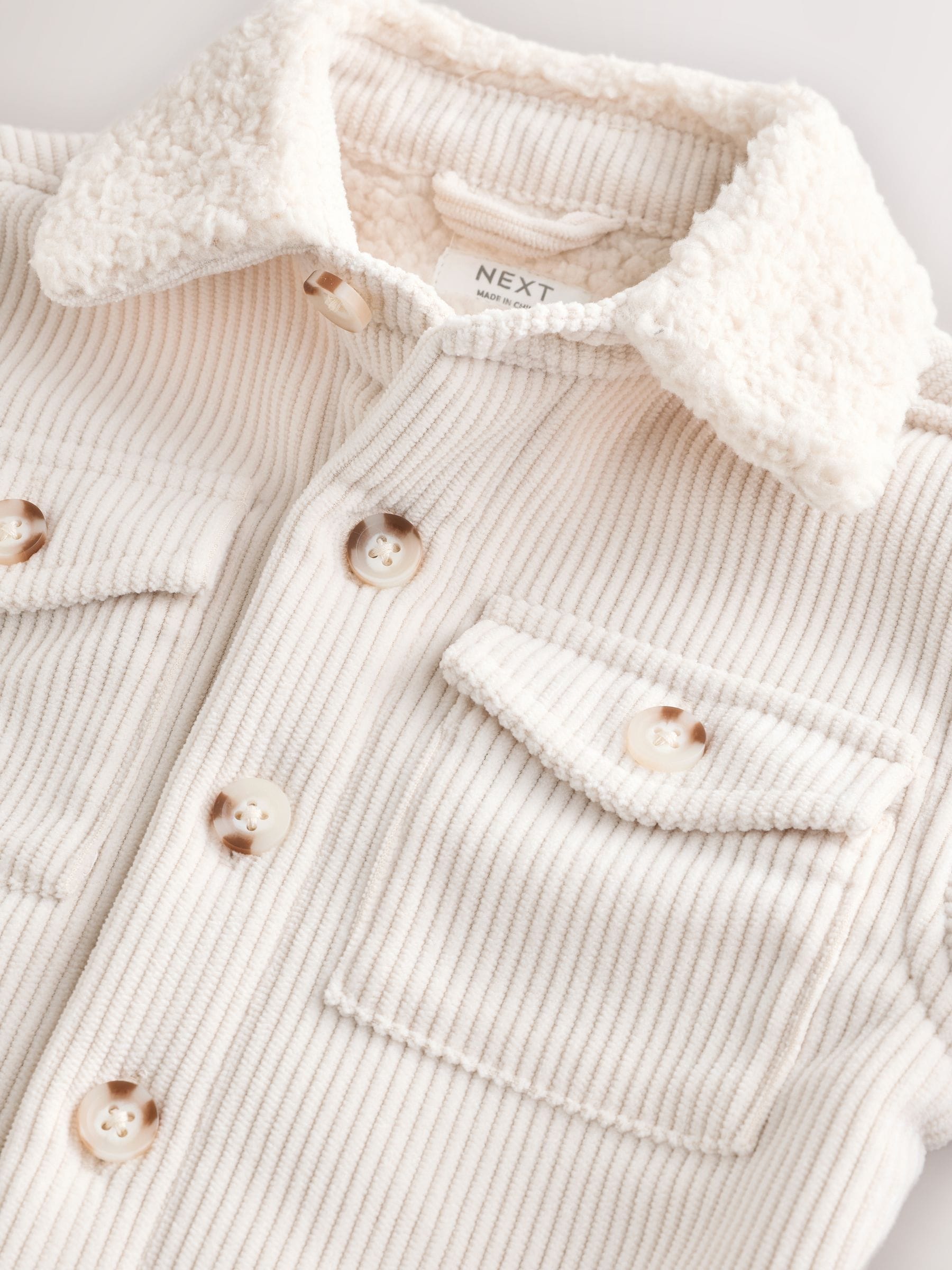 Ecru wit - Met borg gevoerde corduroy shacket (3mnd -7jr)