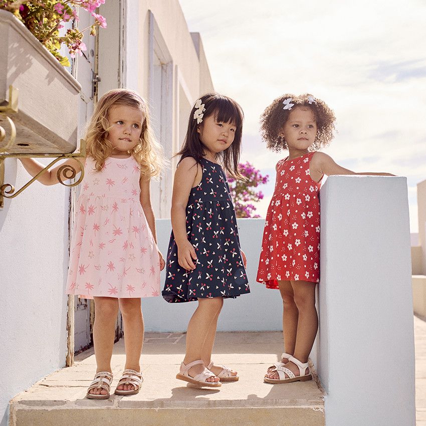 Robe sans manches imprimé fantaisie pour bébé fille - Rouge