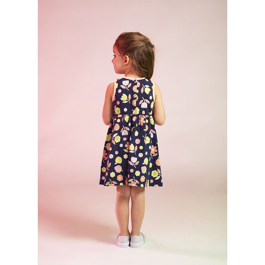 Robe débardeur imprimé fleuri pour bébé fille - Bleu marine