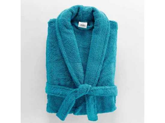 Peignoir confort en tissu éponge - Bleu paon - Taille unique