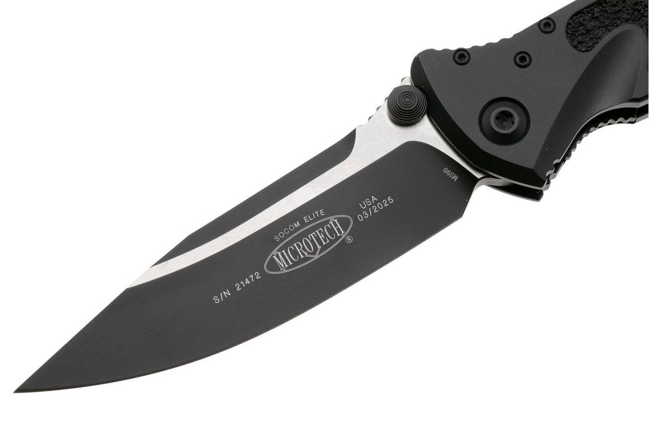 Microtech Socom Elite 160-1T, Two Tone M390 Clippoint, Black Aluminum zakmes