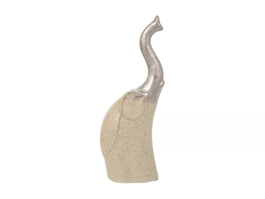 Décoration d'éléphant en céramique argentée 11,5x7x28h