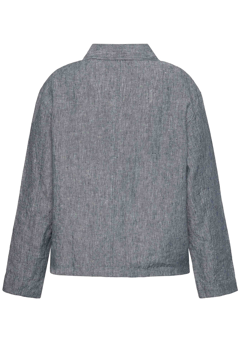 Knowledge Cotton Apparel Leinen-Overshirt Regular Linen Vintage Indigo