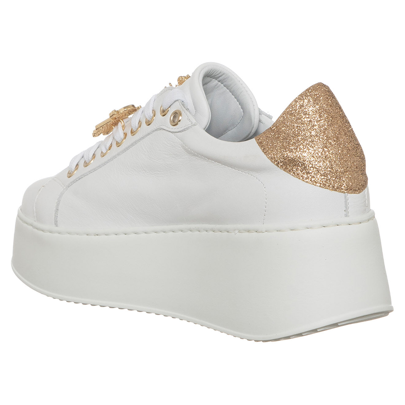 Loretta Pettinari Sneakers en Cuir Ilona blanc/doré