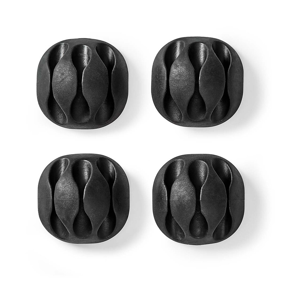 Nedis Lot de 4 Mini clips de câbles - Noir