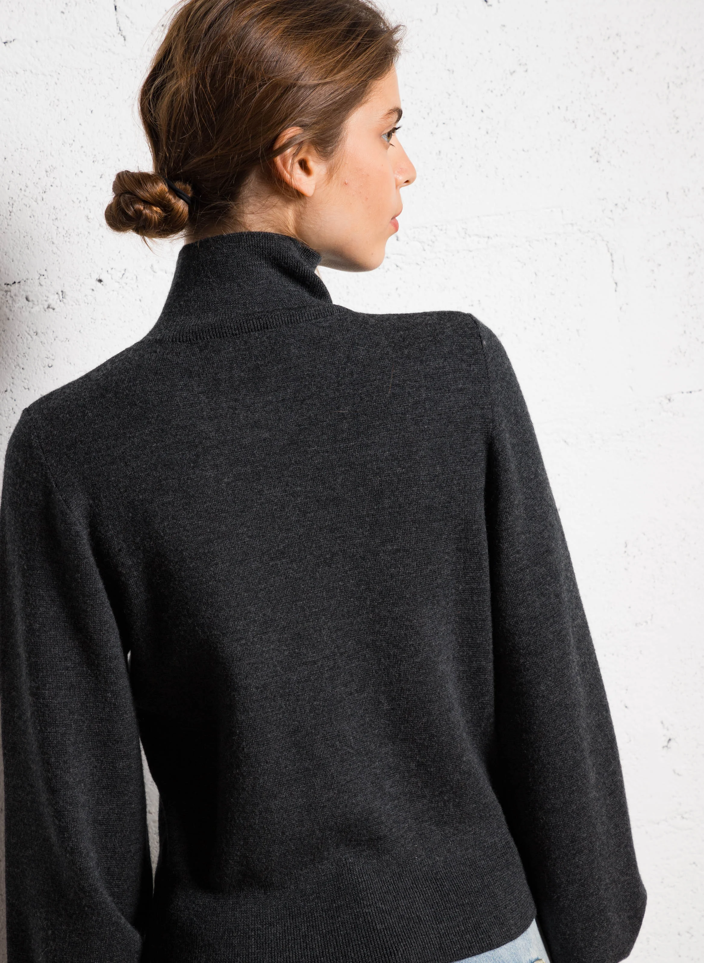 GABY - Gilet col montant en laine | Noir