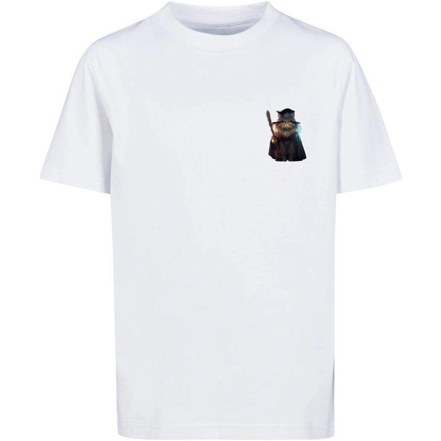 F4NT4STIC T-Shirt Wizard Cat UNISEX TEE weiß