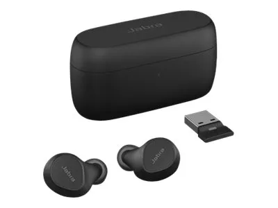 Jabra Evolve2 Buds UC - Ægte trådløse øretelefoner med mik. - i øret - Bluetooth - aktiv støjfjerning - USB-A via Bluetooth adapter - støjisolerende - sort - Zoom Certified, Optimeret til Google Meet