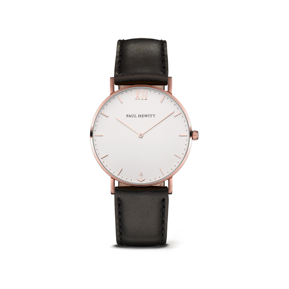 Montre Paul Hewitt mixte acier doré rose cuir noir