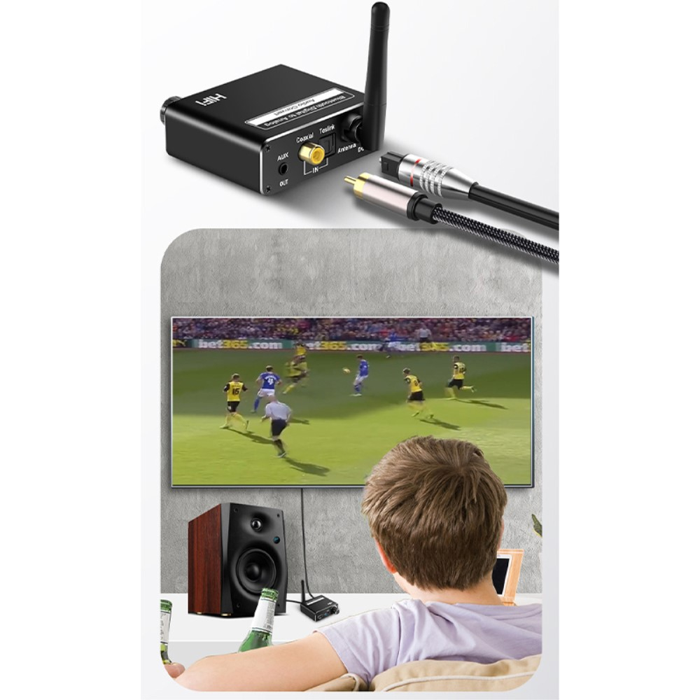 Bluetooth 5.0 Audio Receiver Empfänger mit Optischem SPDIF Toslink / Coaxial Anschluss / USB Wiedergabe und 3.5mm Klinke Output - Schwarz