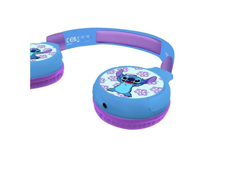 Lexibook 2-in-1-Bluetooth/Kabel-Kopfhörer Stitch Blau Zusammenklappbare Bluetooth- und Kabelkopfhörer im 3D-Design